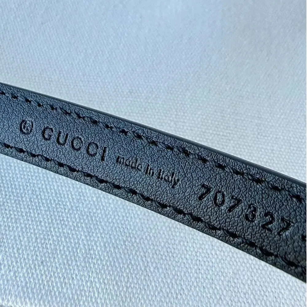 NEW Gucci GG Marmont Thin Belt 707327 Black Patent Leather Size  95cm/30in